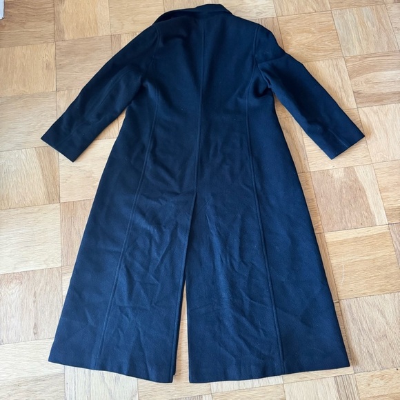 Saks Fifth Avenue Fleurette Cashmere Coat Black Long Single Button Collared 12 - Picture 2 of 12